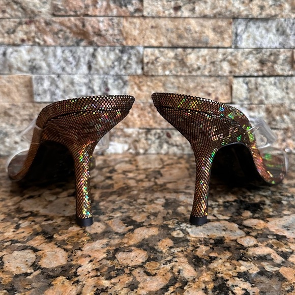 New By Far Clara PVC Iridescent Heeled 95mm Sandals - Picture 9 of 11